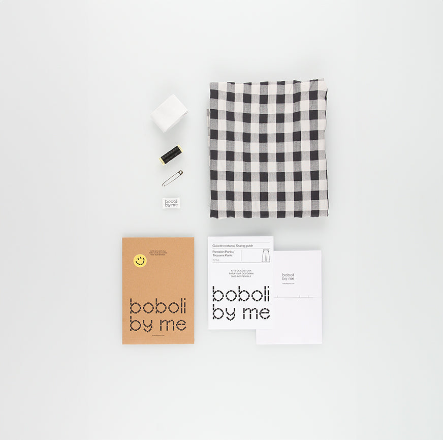 SEWING KIT WIDE PANTS PARKS GRAY AND BLACK CHECKERED