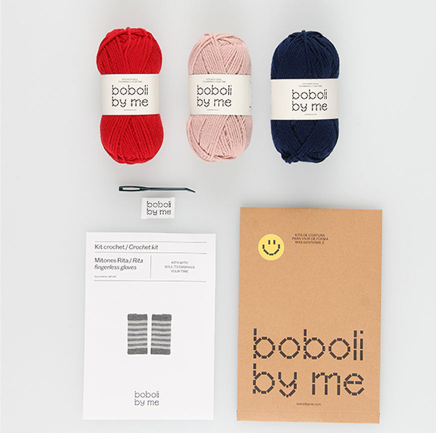 KIT CROCHET LUMA SAC ROUGE RAYURES MULTICOLORES