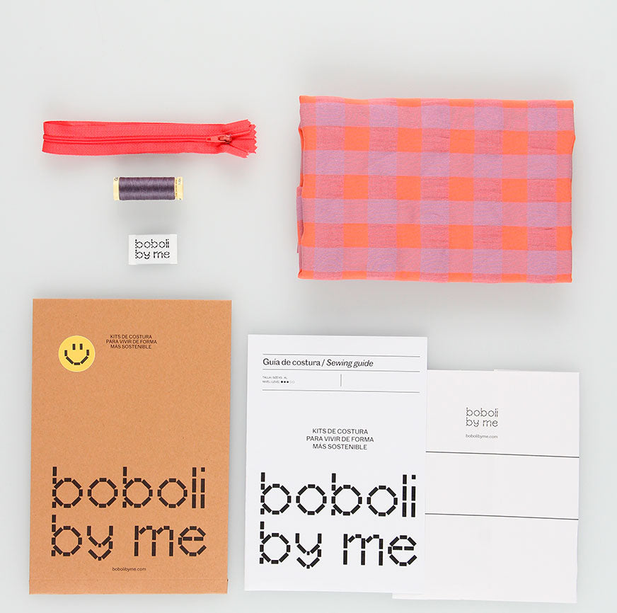 KIT COSTURA MONO SARA CUADROS ROSA Y MALVA