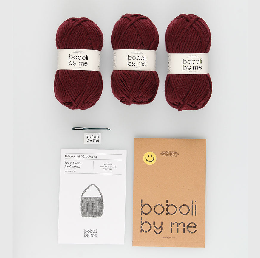 KIT DE CROCHET SAC SELMA BORDEAUX