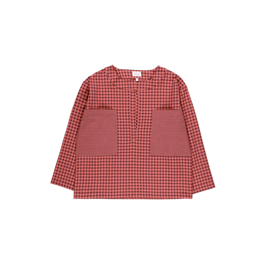 SEWING KIT SERENA BLOUSE PINK AND GRAY GINGHAM