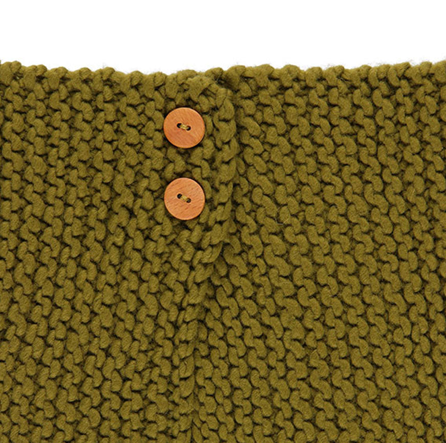 KIT POUR TRICOTER UN COL AVEC BOUTONS SORA VERT OLIVE