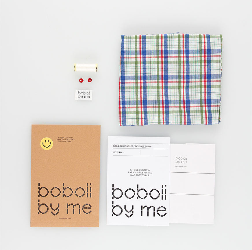 SEWING KIT BLOUSE TERESA BLUE AND RED CHECKS