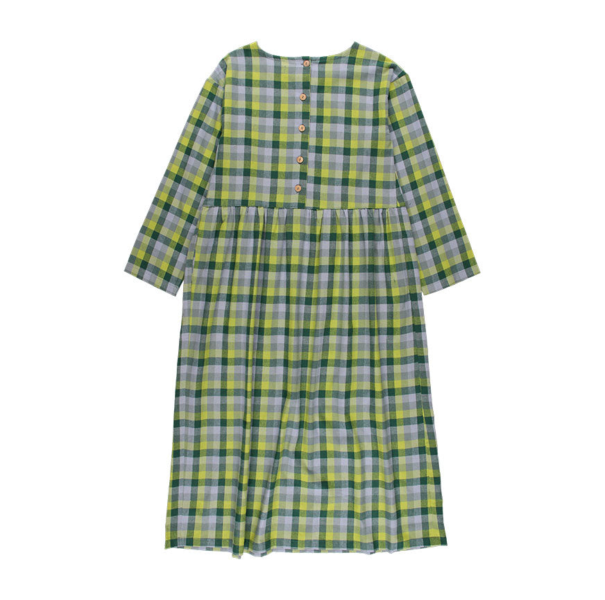 KIT COSTURA VESTIDO TESSA CUADROS VERDES Y AZULES