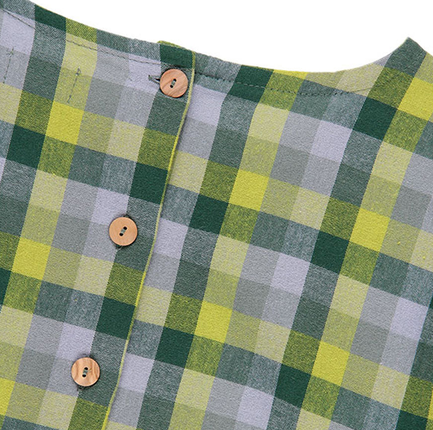 KIT COSTURA VESTIDO TESSA CUADROS VERDES Y AZULES