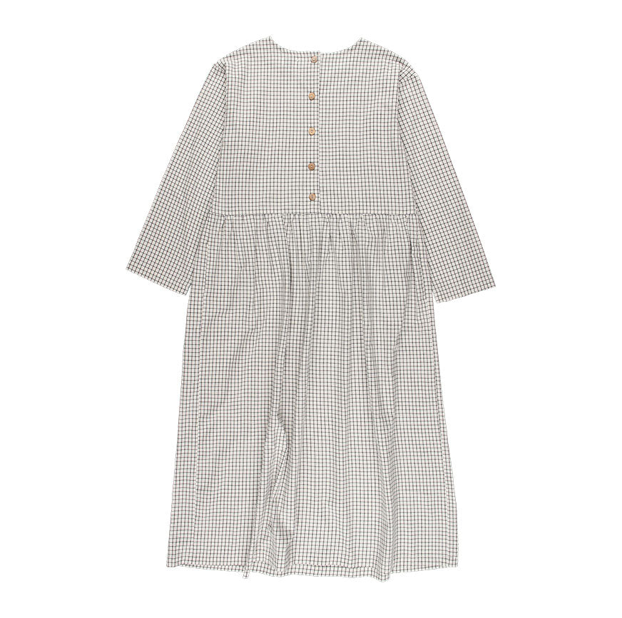 SEWING KIT DRESS TESSA ECRU FINE CHECKS ANTHRACITE