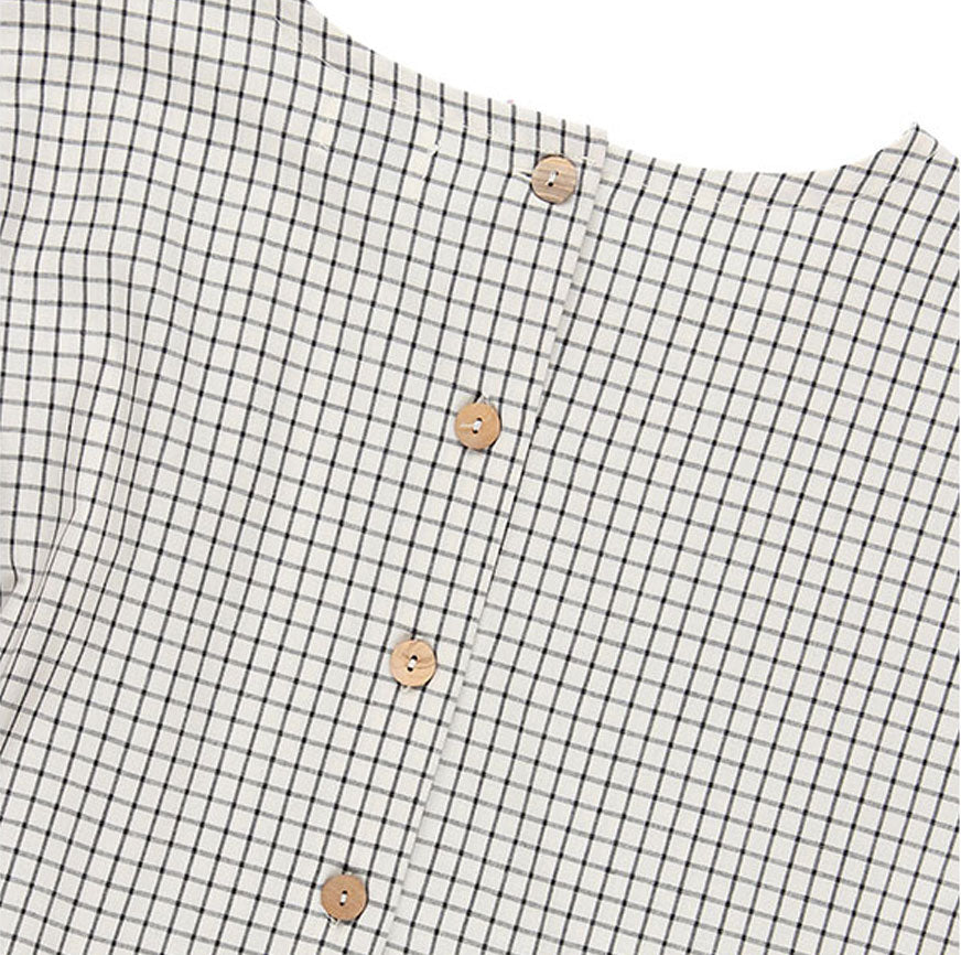 KIT COSTURA VESTIDO TESSA CRUDO CUADROS FINOS ANTRACITA