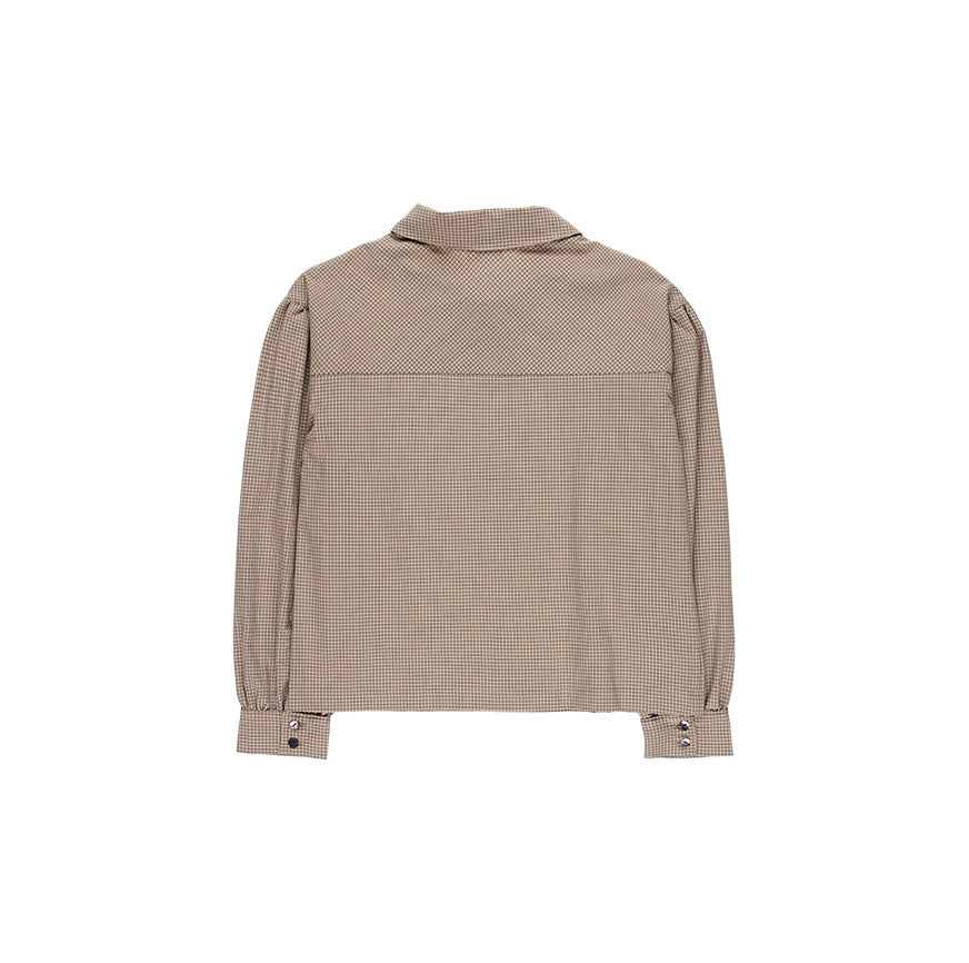 KIT DE COUTURE BLOUSE TOVE OATMEAL À CARREAUX BLEUS MICRO FINE