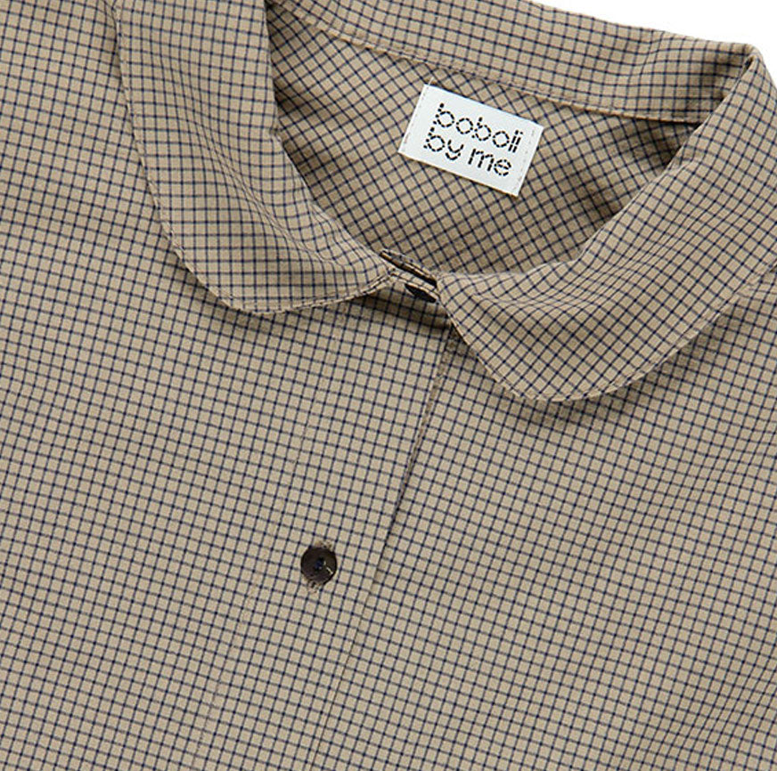 KIT DE COUTURE BLOUSE TOVE OATMEAL À CARREAUX BLEUS MICRO FINE