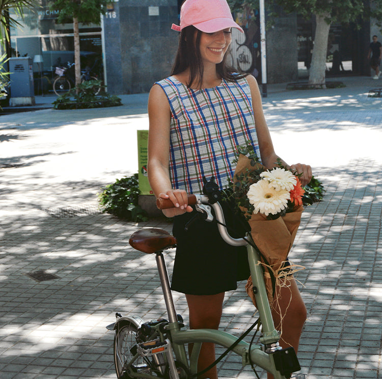 SEWING KIT BLOUSE TERESA BLUE AND RED CHECKS