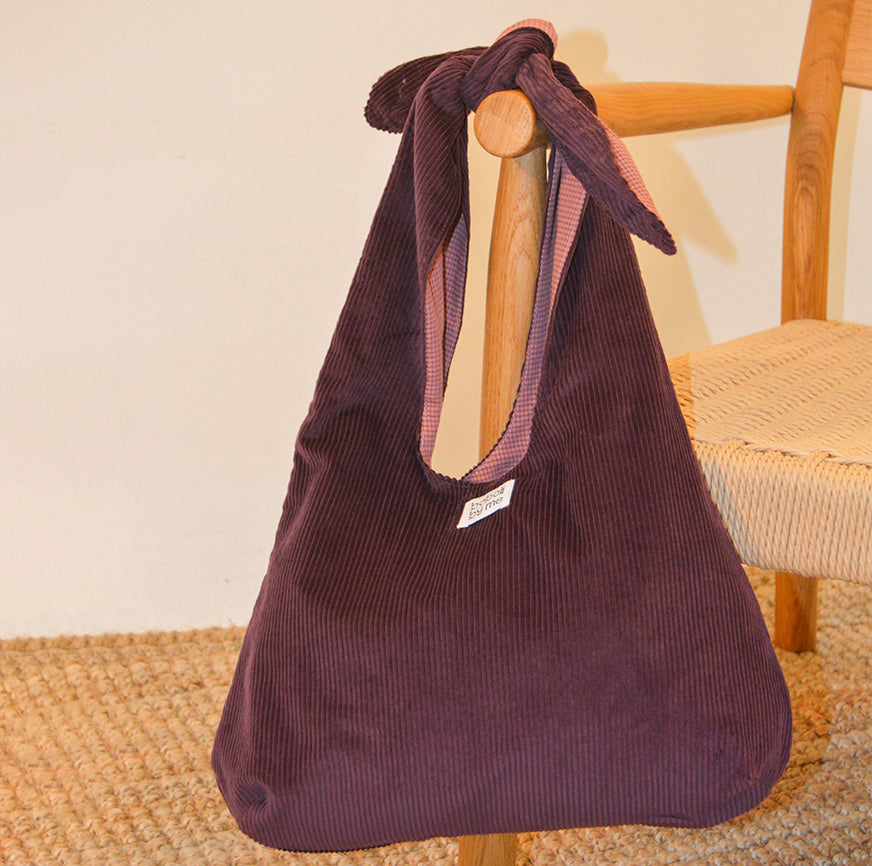 KIT DA CUCITO BORSA ATENEA IN VELLUTO A COSTE MELANZANA