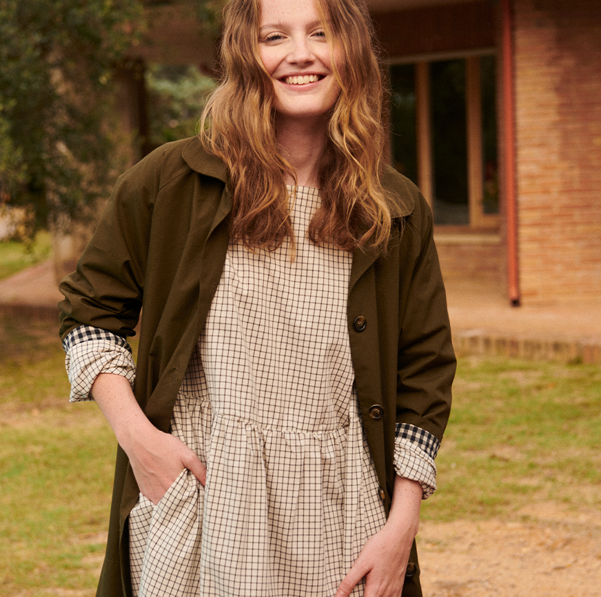 kit de couture trench jackie vert vichy plaid