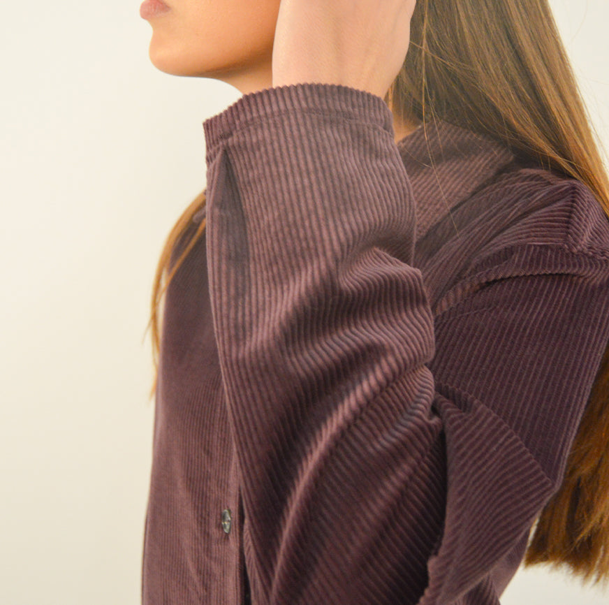 KIT CUCITO VESTITO ELLA IN VELLUTO A COSTE MELANZANA