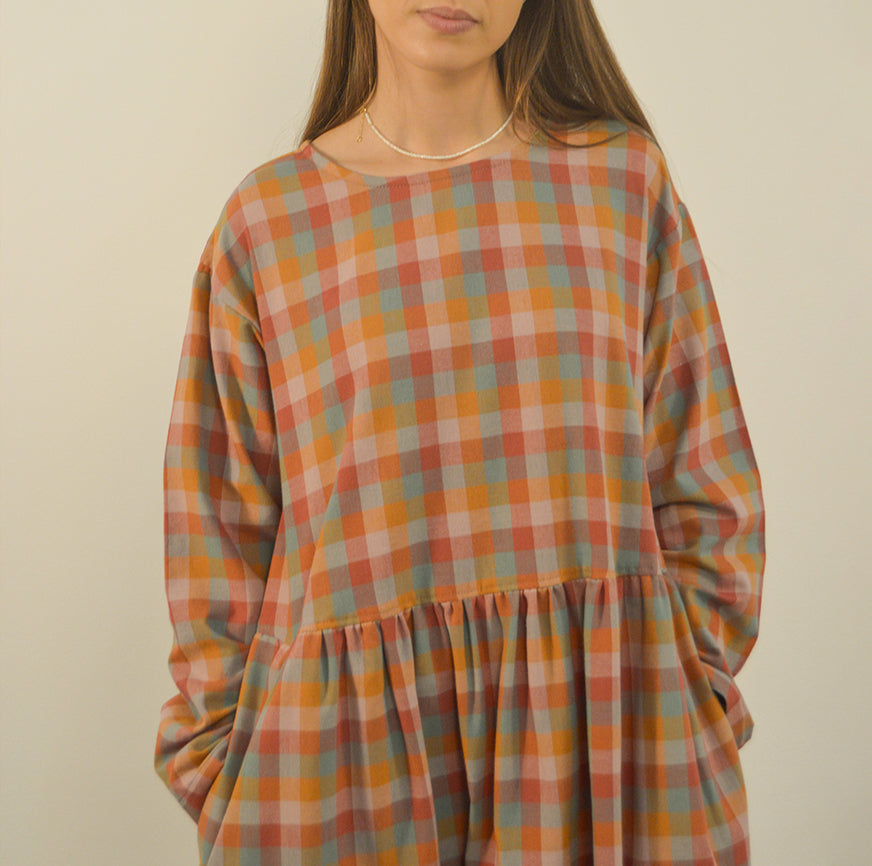 KIT DE COUTURE ROBE TESSA À CARREAUX MULTICOLORES