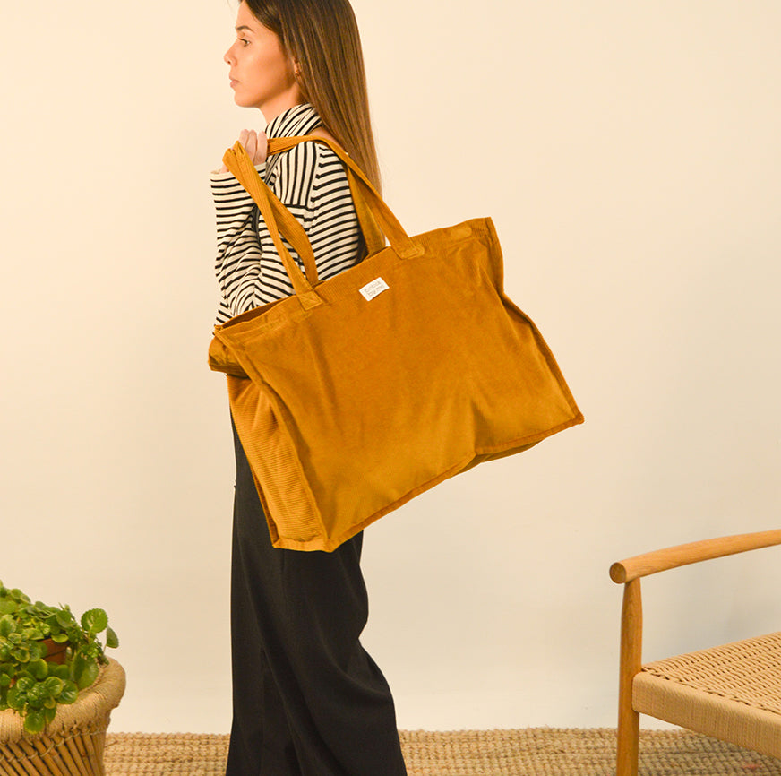 sewing kit saga bag corduroy mustard