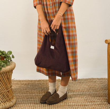 KIT DA CUCITO BORSA ATENEA IN VELLUTO A COSTE MELANZANA