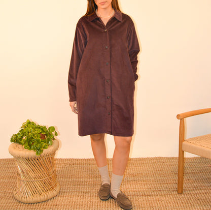 KIT CUCITO VESTITO ELLA IN VELLUTO A COSTE MELANZANA