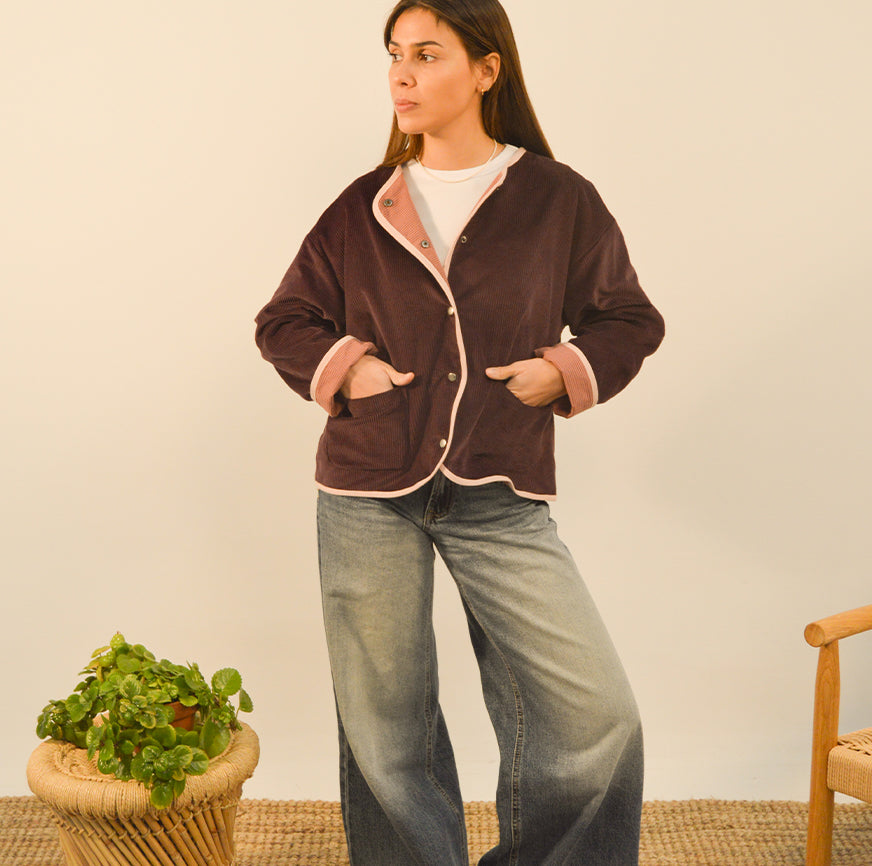 sewing kit juno jacket corduroy eggplant