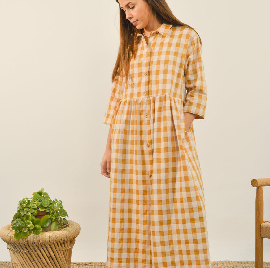 TELMA DRESS SEWING KIT CARAMEL CHECKS