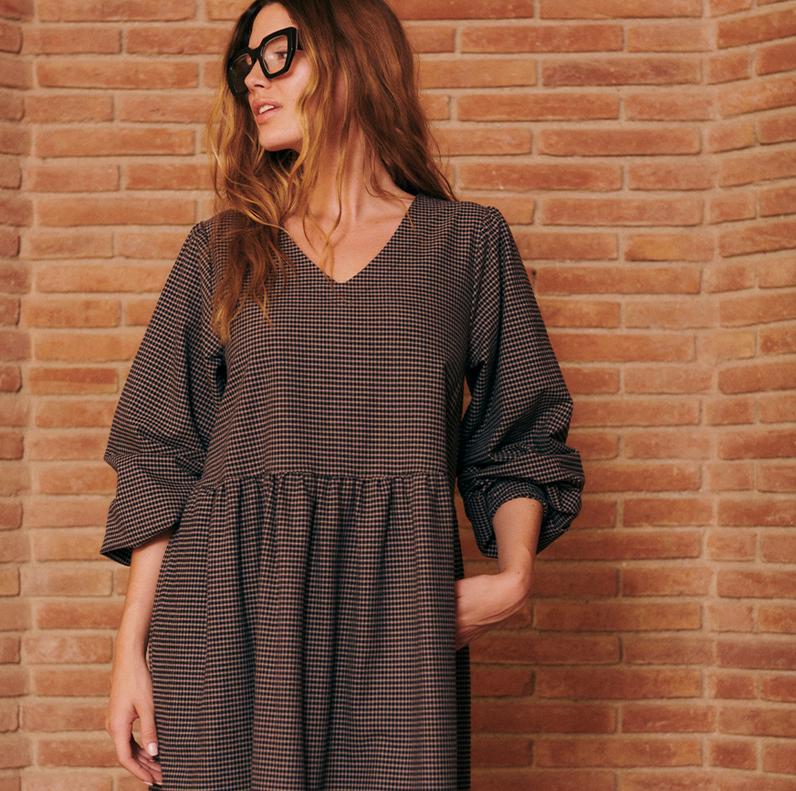 KIT DE COUTURE ROBE LUNA MICRO CARREAUX NOIRE