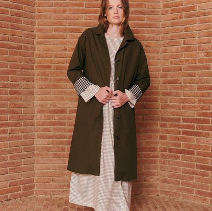 KIT DA CUCITO TRENCH JACKIE VERDE QUADRI VICHY
