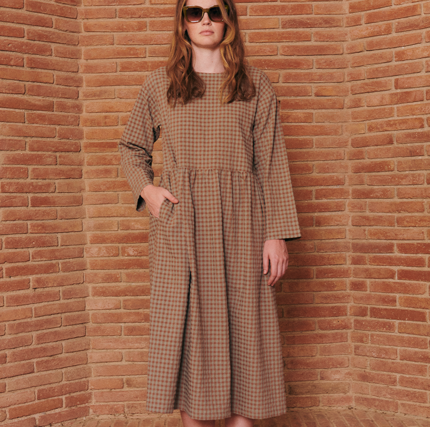 kit per cucire vestito tessa abito vichy kaki