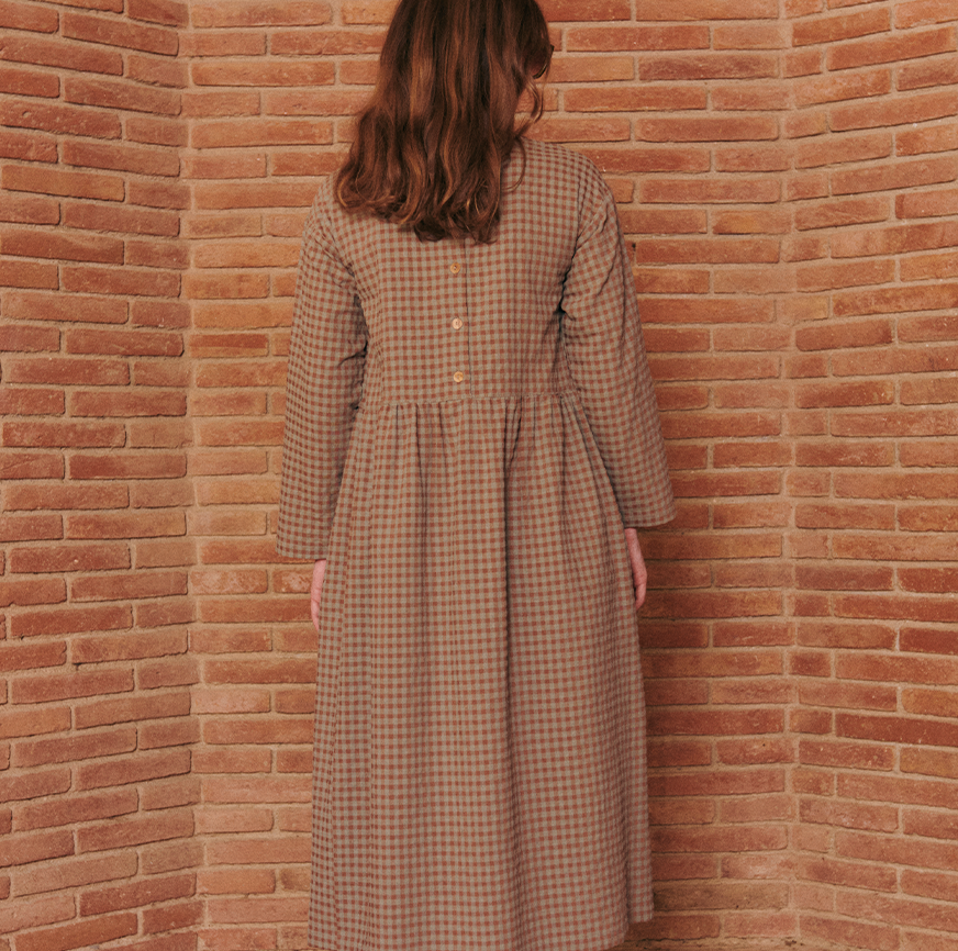 KIT PER CUCIRE VESTITO TESSA ABITO VICHY KAKI