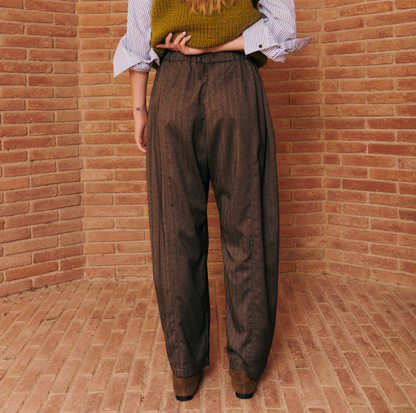 KIT DI CUCITO PANTALONI PIED-DE-POULE LENA GRIGIO MARENGO
