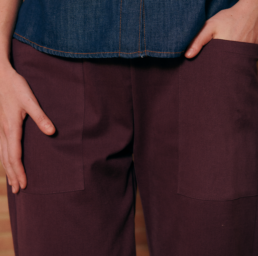KIT PER CUCIRE CLARA PANTALONI MELANZANA