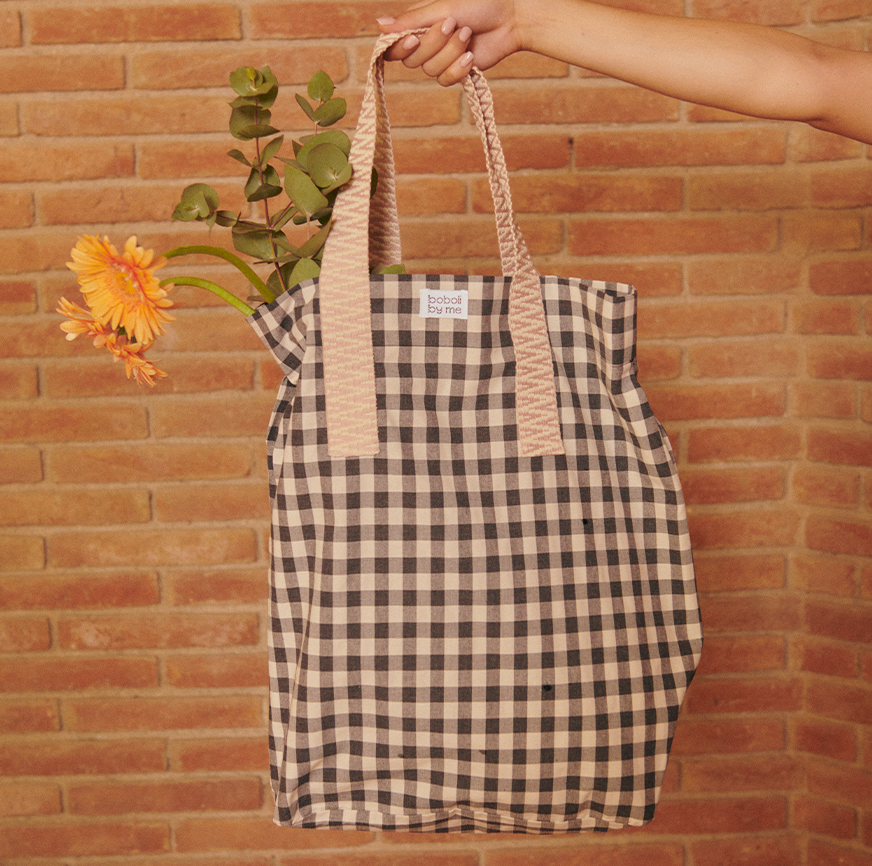 kit costura bolsa lola cuadros antracita