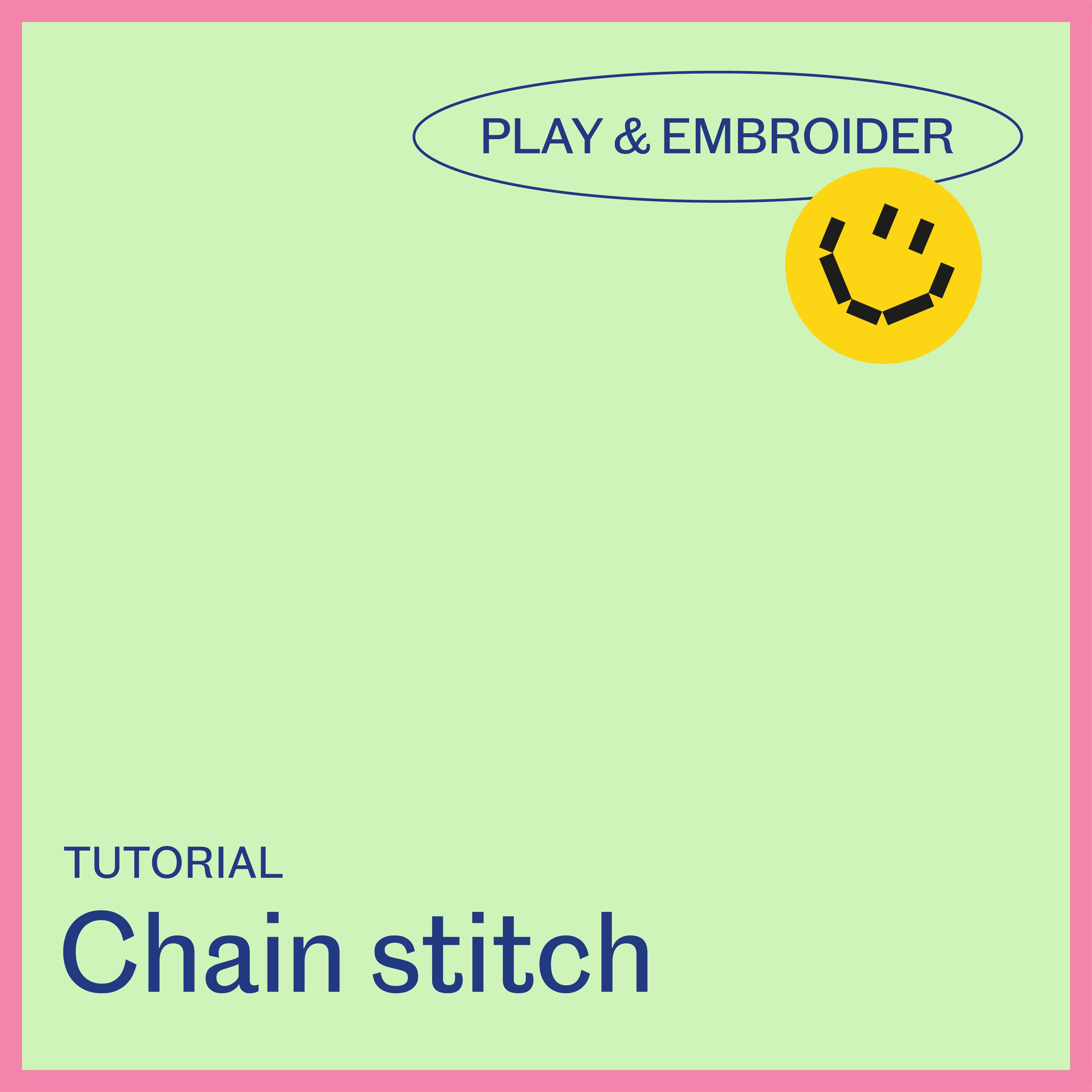 Charger la vidéo: Close-up of a needle forming chain-like loops with pink thread on fabric, showing how to create the chain stitch.
