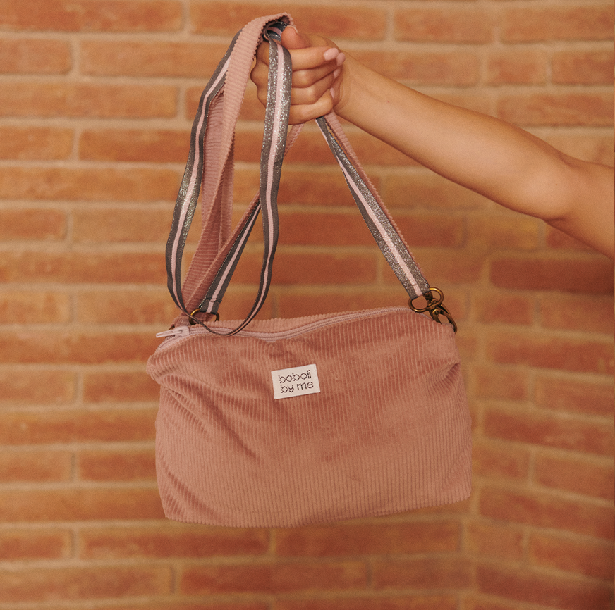 kit da cucito annie borsa in velluto a coste rosa pallido