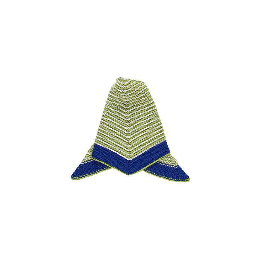 KIT PARA TEJER PAÑOLETA AURA AZUL KLEIN LISTADA EN VERDE Y GRIS