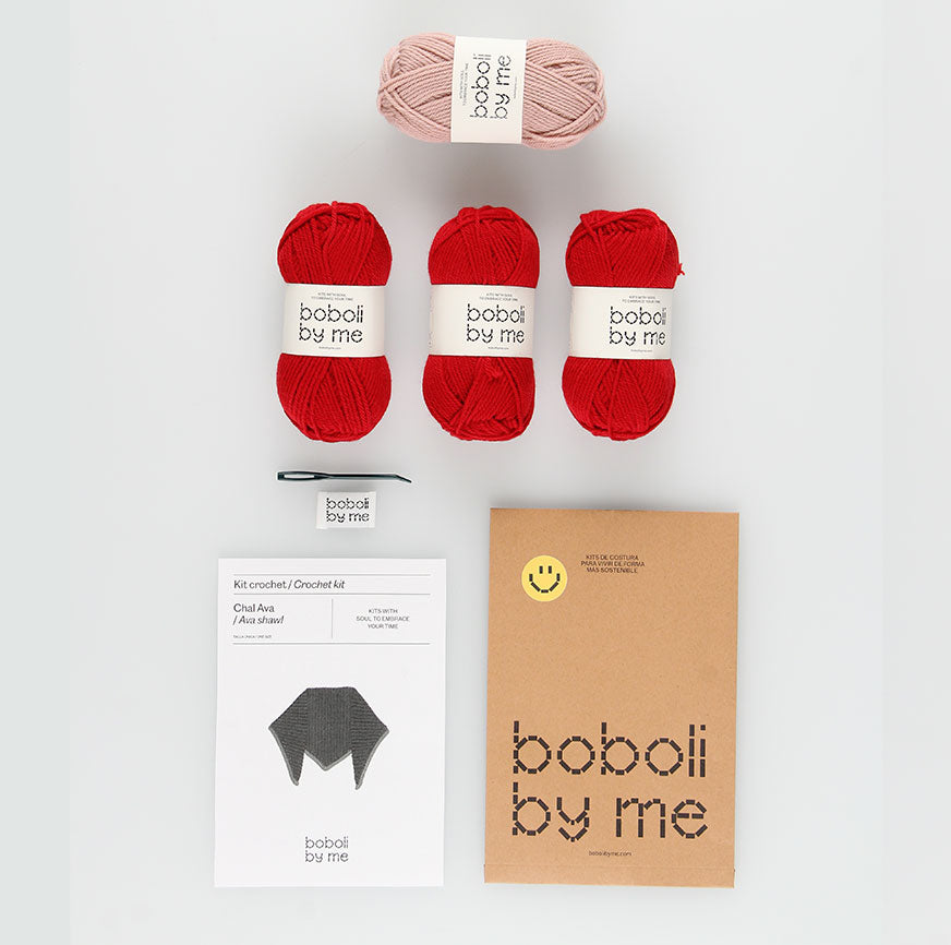 KIT POUR ÉCHARPE AU CROCHET AVA ROUGE