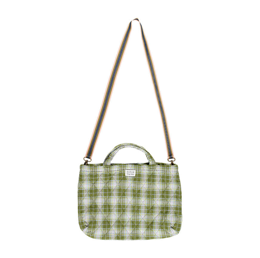 KIT COSTURA BOLSA ACOLCHADA EIRA ESTAMPADO CUADROS TARTÁN VERDE