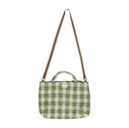 KIT COSTURA BOLSA ACOLCHADA EIRA ESTAMPADO CUADROS TARTÁN VERDE