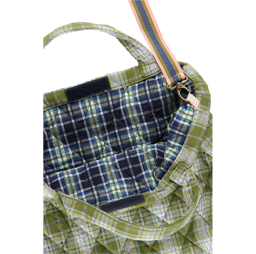 KIT COSTURA BOLSA ACOLCHADA EIRA ESTAMPADO CUADROS TARTÁN VERDE