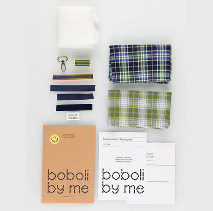 KIT COSTURA BOLSA ACOLCHADA EIRA ESTAMPADO CUADROS TARTÁN VERDE