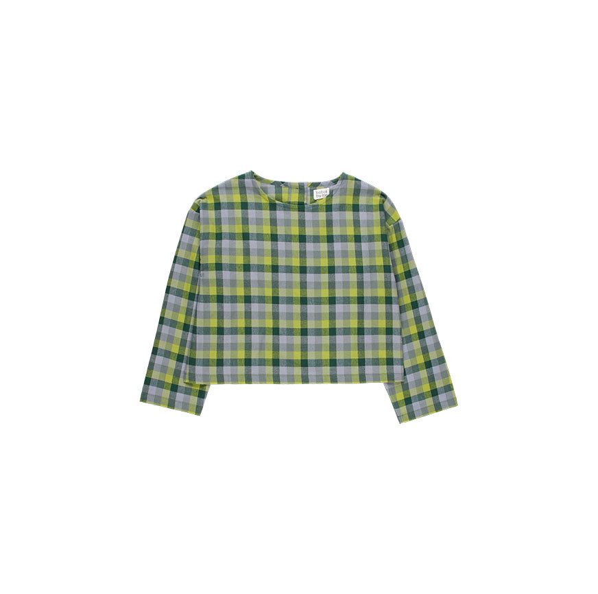 KIT DA CUCITO BLUSA GALA A QUADRI VERDI E BLU
