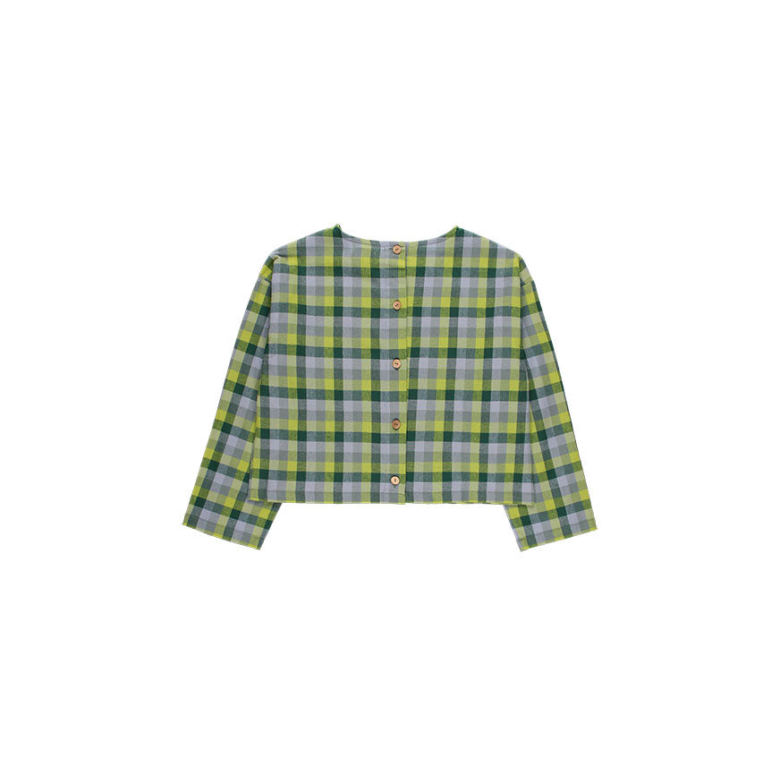 KIT DA CUCITO BLUSA GALA A QUADRI VERDI E BLU