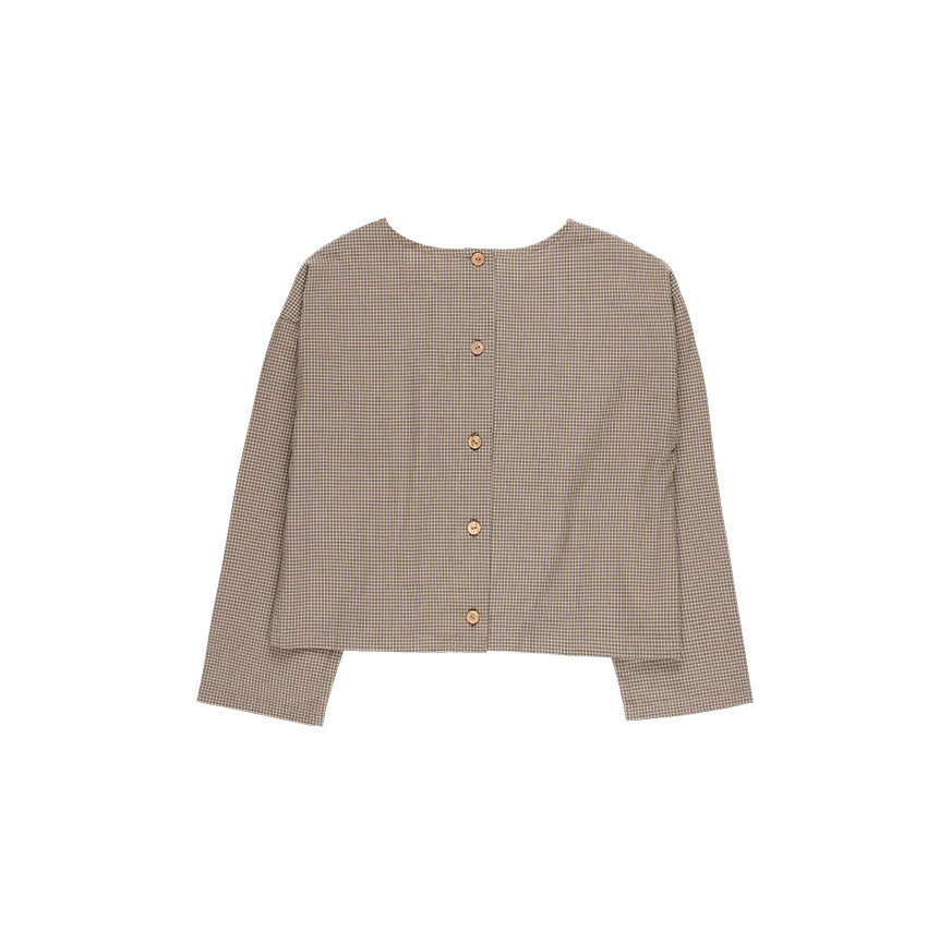 KIT DE COUTURE BLOUSE GALA OATMEAL À CARREAUX BLEUS MICRO FINE