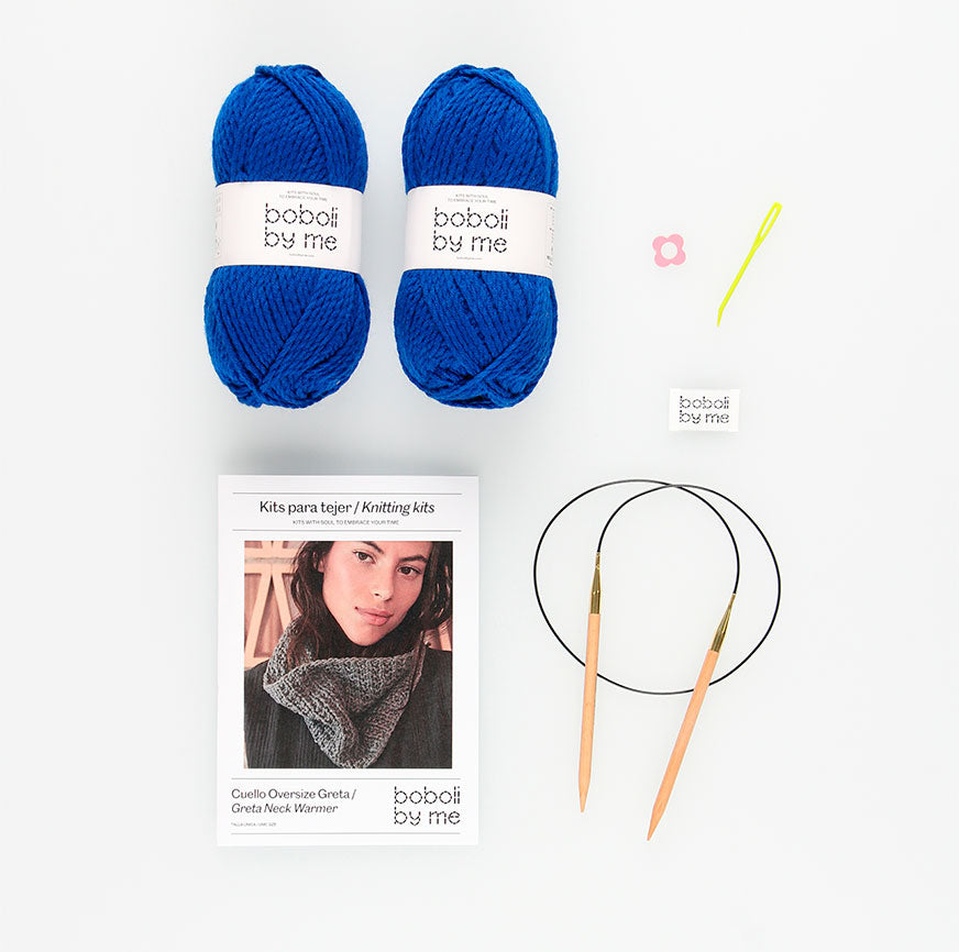 KIT PARA TEJER CUELLO OVERSIZE GRETA AZUL KLEIN