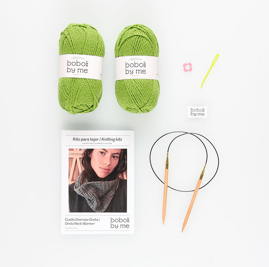 KIT DE TRICOT COL OVERSIZE GRETA VERT