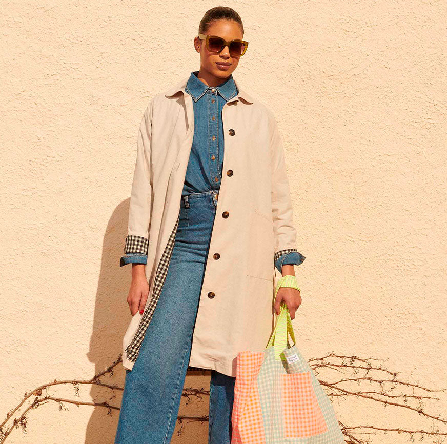 KIT COUTURE TRENCH JACKIE BEIGE VICHY NOIR