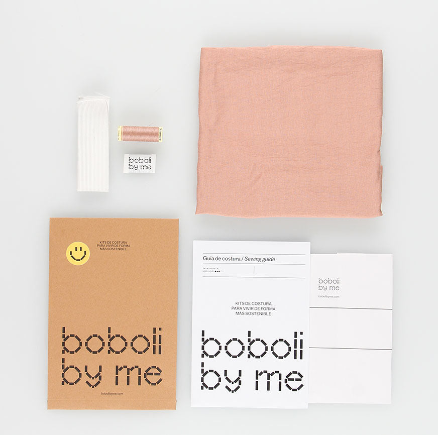 kit da cucito bermuda kahlo in tessuto fluido rosa pallido