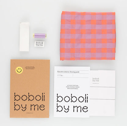 KIT DA CUCITO BERMUDA KAHLO A QUADRI ROSA E MALVA