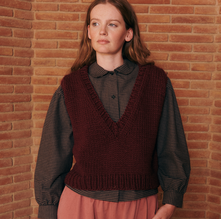 kit per lavorare a maglia gilet nara bordeaux