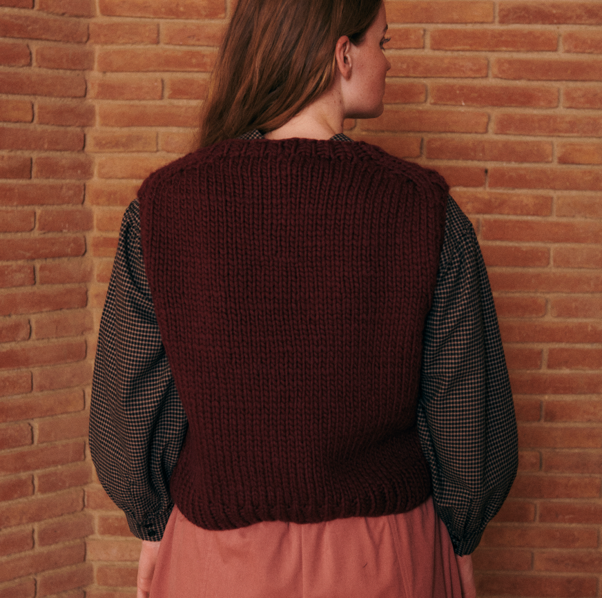 KIT PARA TEJER CHALECO NARA BURDEOS