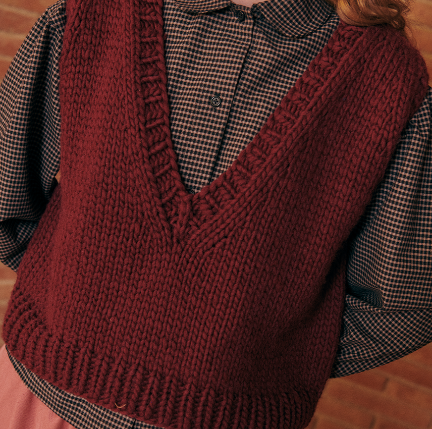 KIT PER LAVORARE A MAGLIA GILET NARA BORDEAUX