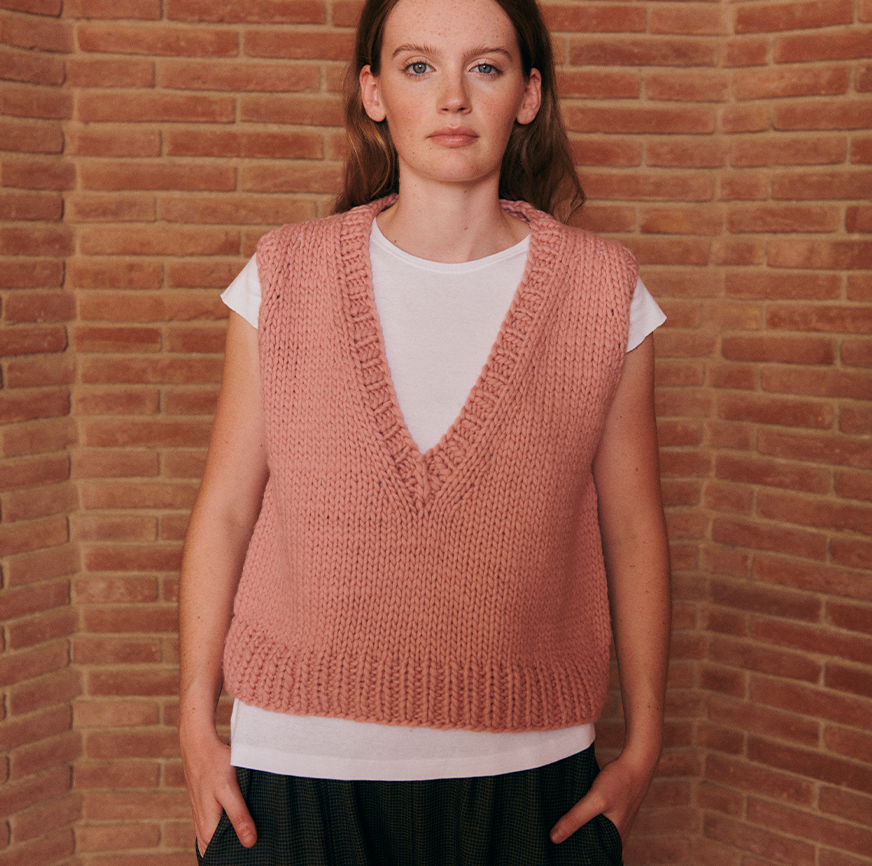 kit per lavorare a maglia gilet nara rosa